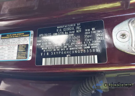 2022 Kia Telluride S z USA, uszkodzony, nr VIN 5XYP64HCXNG283589